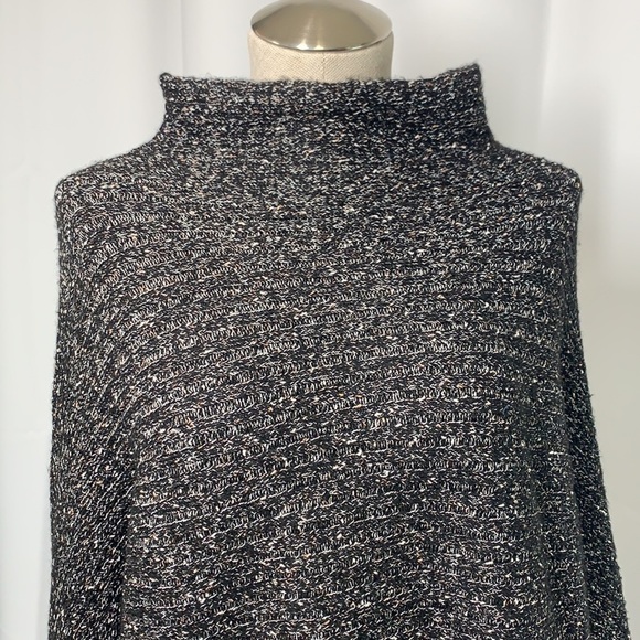 Max Studio Soft & Cozy Slouchy Batwing Mock Neck Sweater Grey Black, Sz XL - Picture 3 of 13